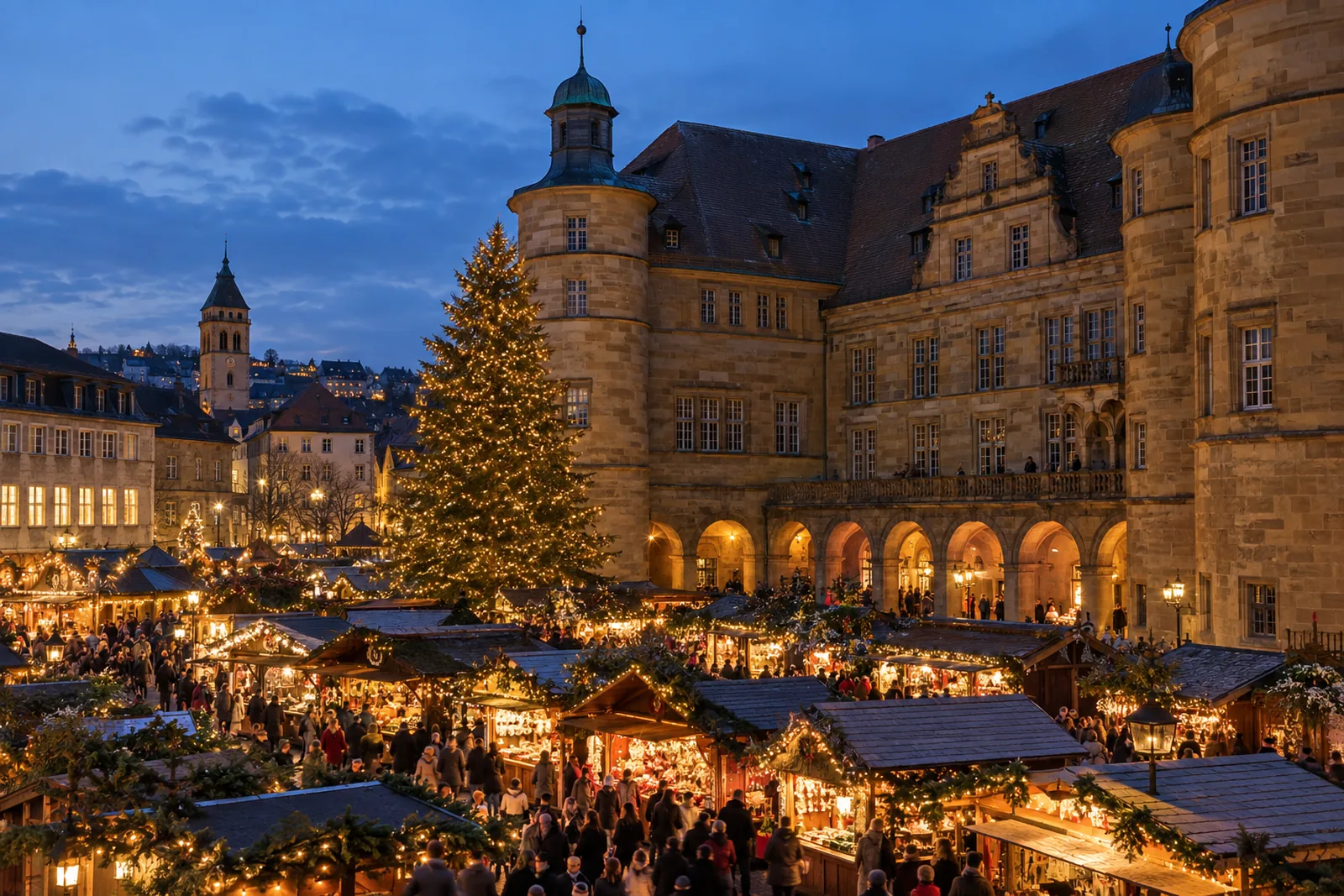Der Stuttgarter Weihnachtsmarkt rund um das Alte Schloss und den Schlossplatz