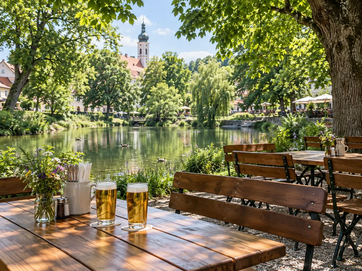 Koeln im Sommer, Biergarten