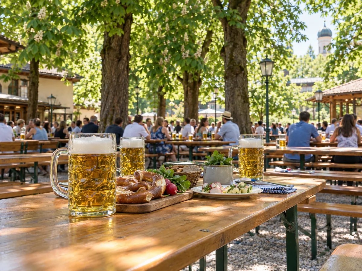 Muenchen im Sommer, Biergarten