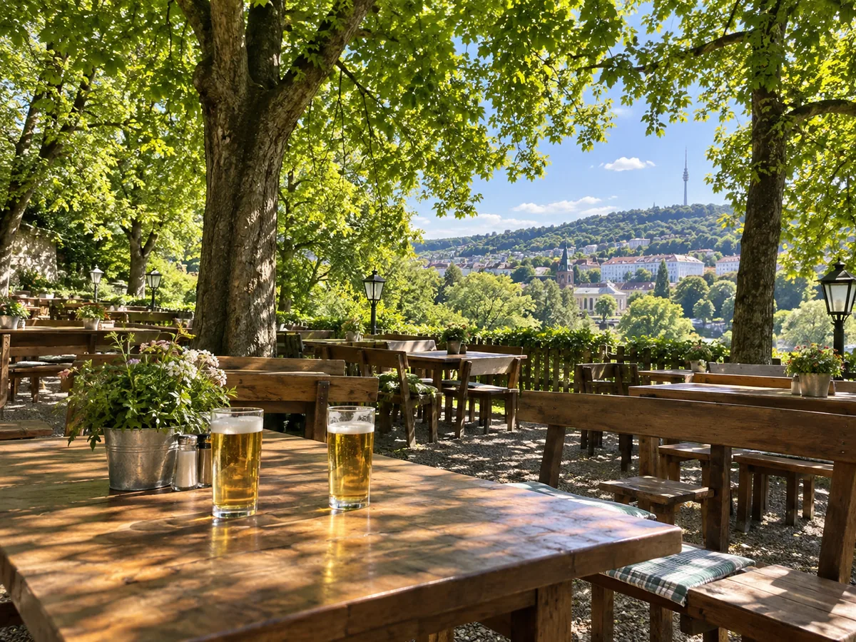 Stuttgart im Sommer, Biergarten