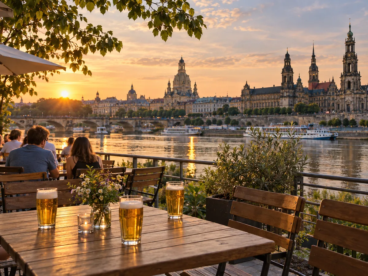 Dresden im Sommer, Biergarten